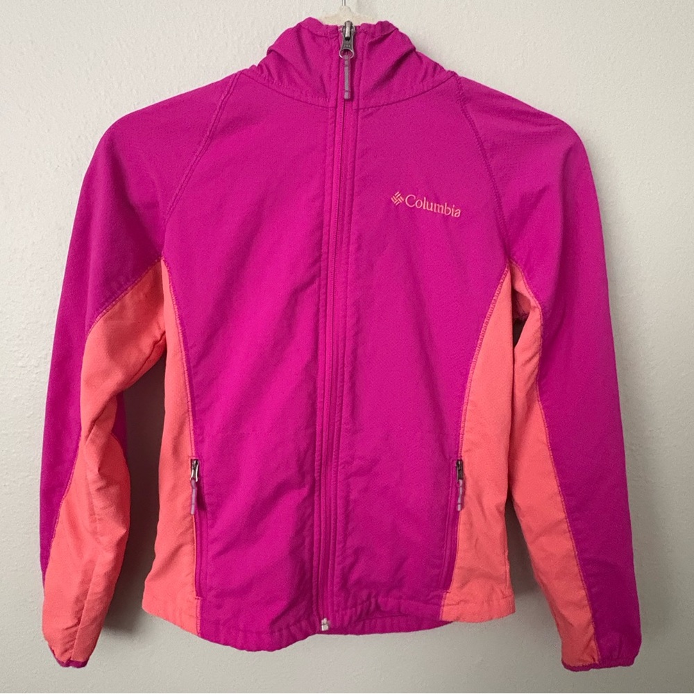 Columbia Girls Fuchsia and Coral Full-Zip Hoodie Jacket Size Medium 10/12